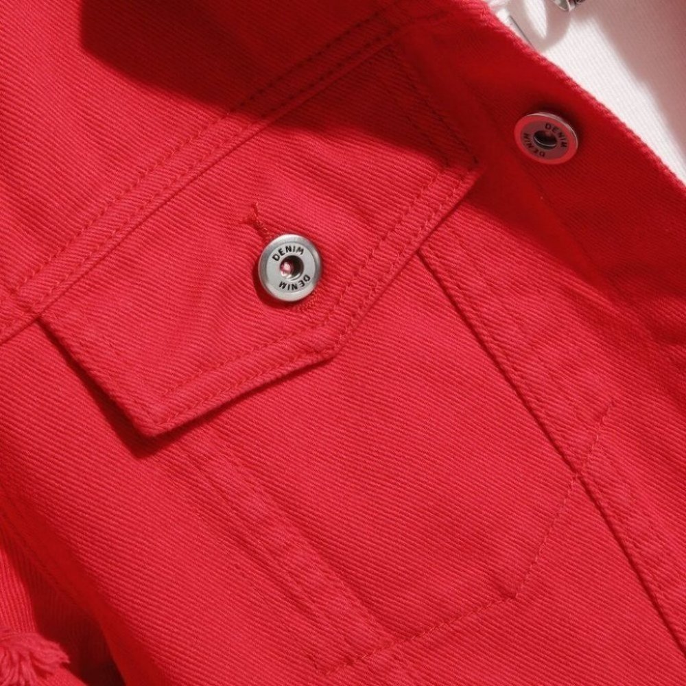 Red Mens Denim Jacket - Picture 4 of 5